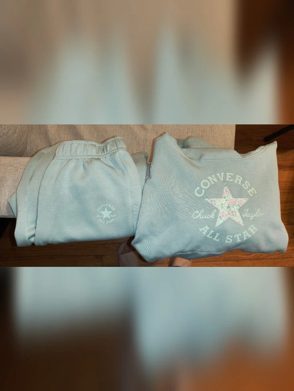 New! Converse Youth 2-piece Set Girls Green Mint Color Hoodie Pant Size M Medium